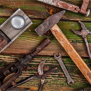 various tools on a workbench