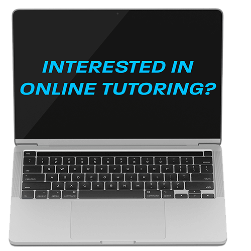 picture of a laptop with text that say interested in online tutoring?